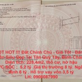 HOT HOT HOT !!! Đất Chính Chủ - Giá Tốt - Bán Nhanh Nền Siêu Đẹp Tại Tân Quý Tây, Bình Chánh